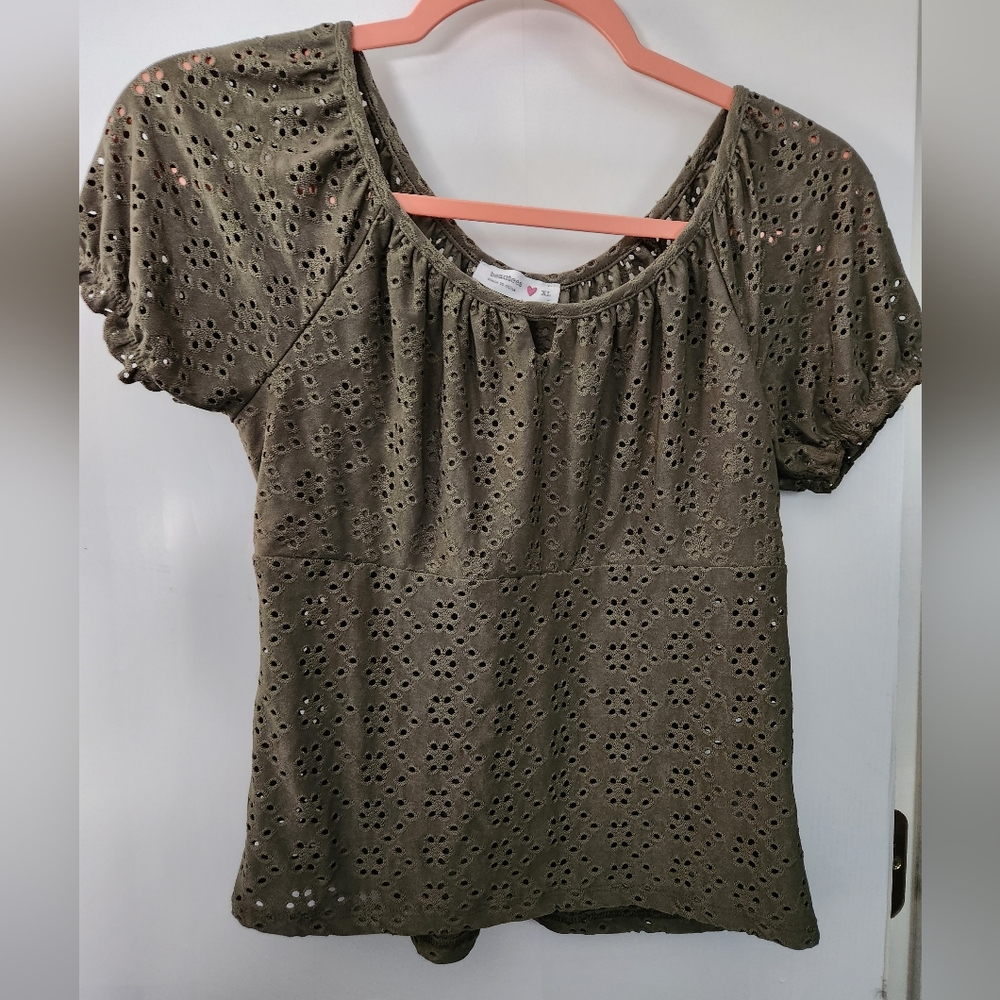 Green Girls Eyelet Blouse